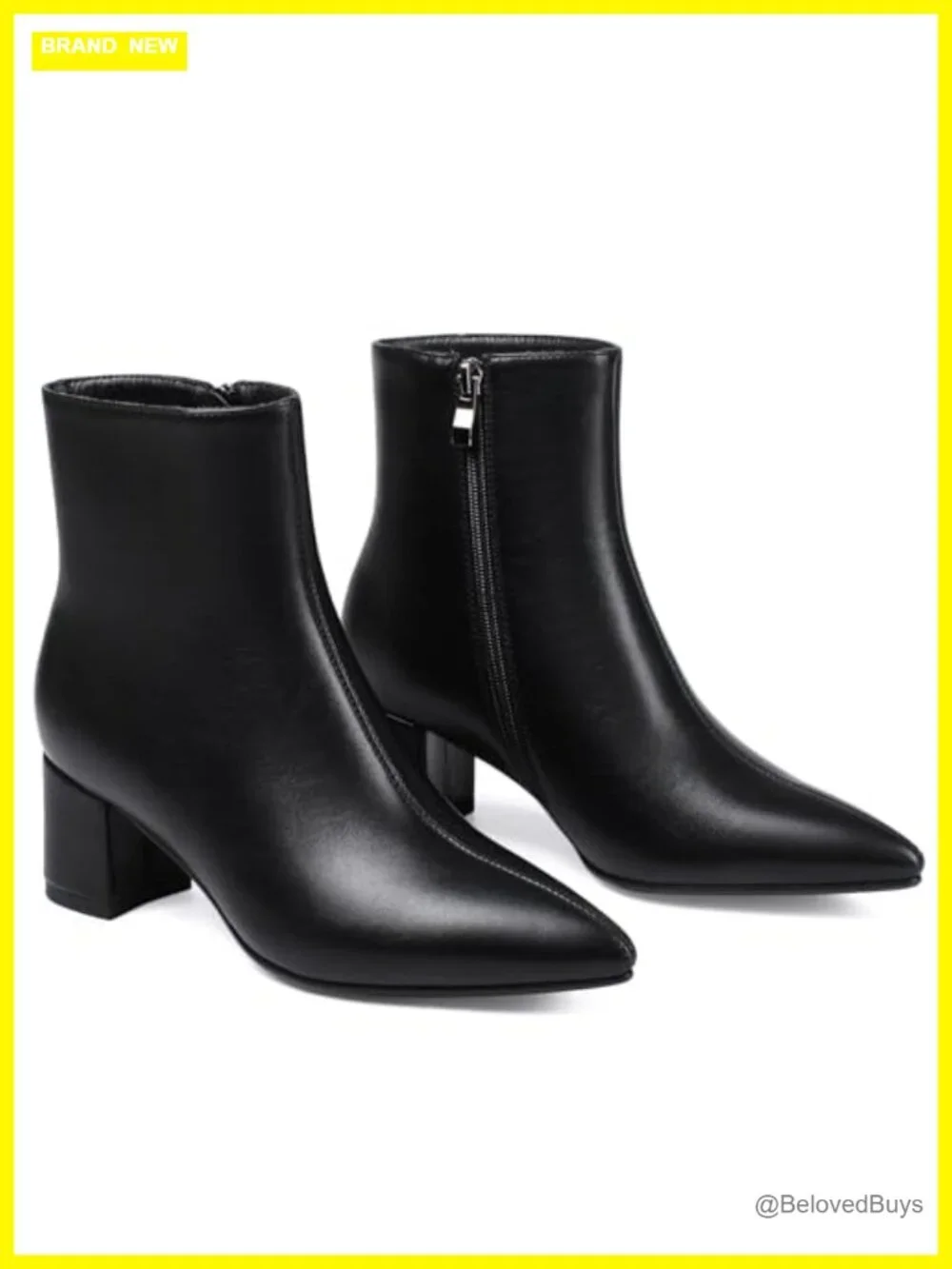 Women's Pointed Toe Chunky Block Heel Ankle Boots Low Heel Booties